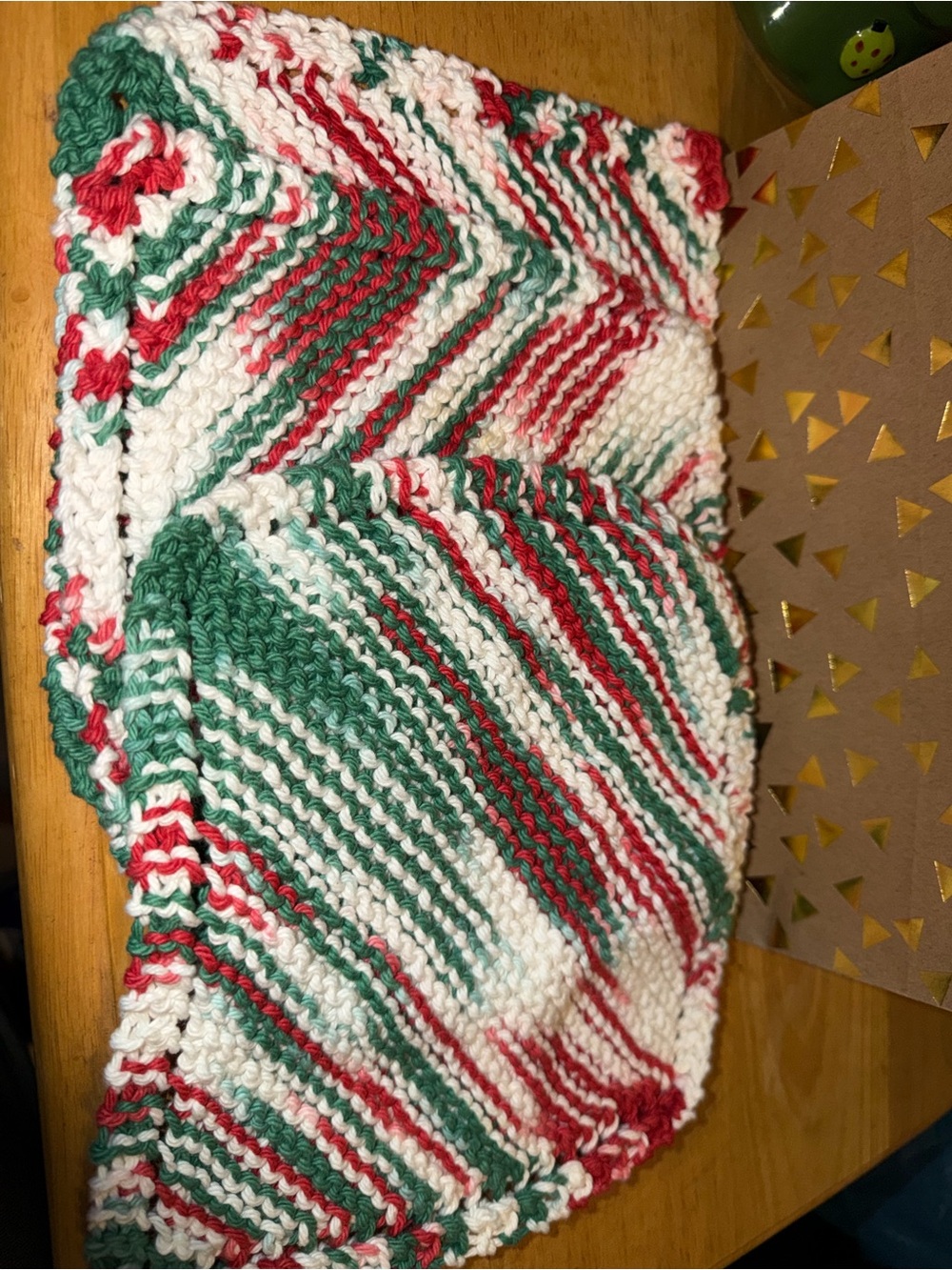 Holiday Stripe Knit Washcloths Green, Red & White